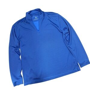 Bamboo Charcoal Endurance Mens Blue Micro Stripe 1/4 Zip Pullover Golf Shirt XL